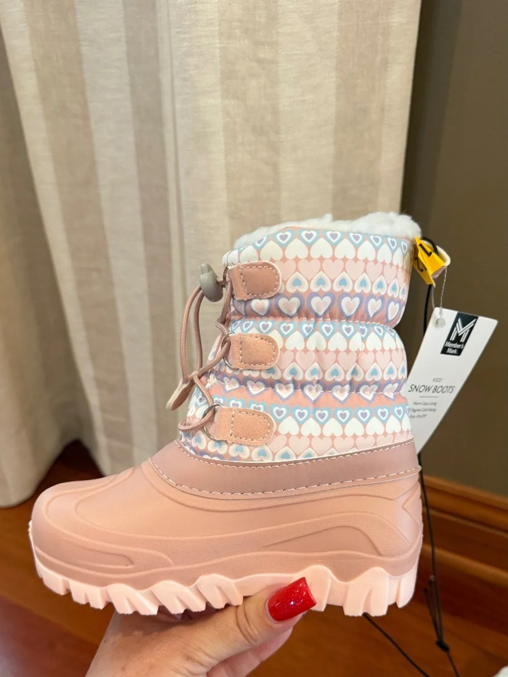 NWT Snow Boots Fleece Lined Pink Winter Water Resistant Kids, Size 11/12